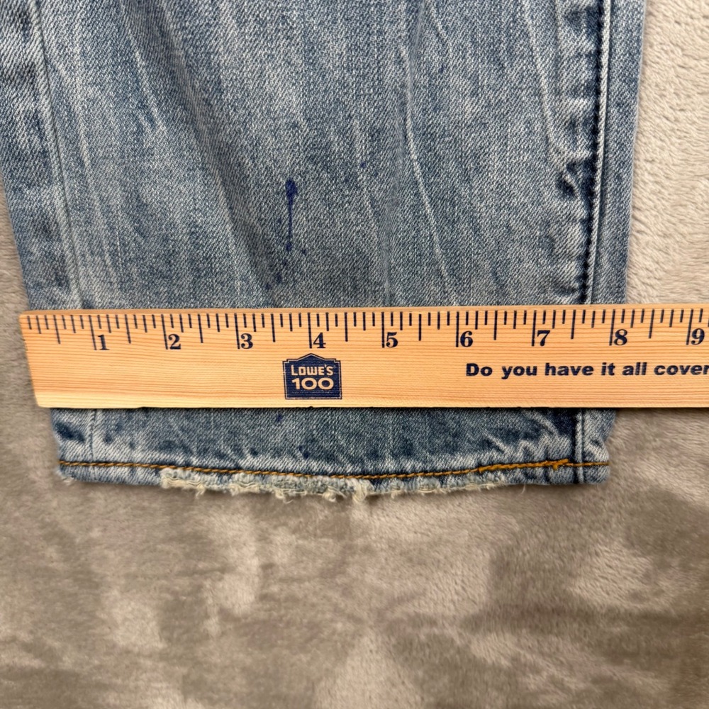 AKOO Mens Distressed Patchwork Jeans Light Wash Paint Splatter Denim Size 38 - Picture 14 of 16